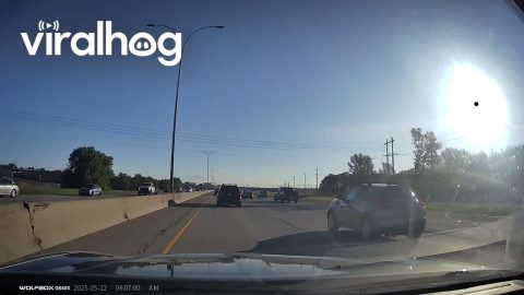 Tonneau Cover Flies Off and Hits Car on Deerfoot || ViralHog