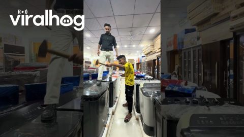 Man Falls While Running on Washing Machines || ViralHog
