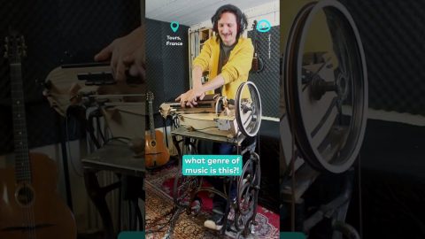 Electric Hurdy-Gurdy On Sewing Machine Crank || ViralHog Shorts