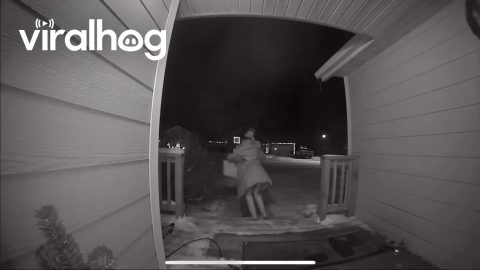 Husband Carries Wife Across Icy Sidewalk || ViralHog
