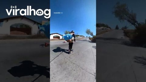 Downhill Inline Skater Falls Forward || ViralHog