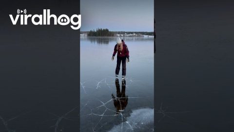 Woman Skating on Thin Ice || ViralHog