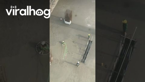 Workers Wrangle Wild Concrete Grinder || ViralHog