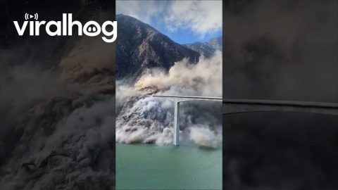 China's Hongqi Bridge Collapses Into River || ViralHog
