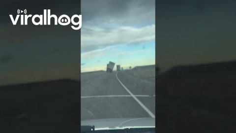Truck Tips Over in Montana Wind || ViralHog