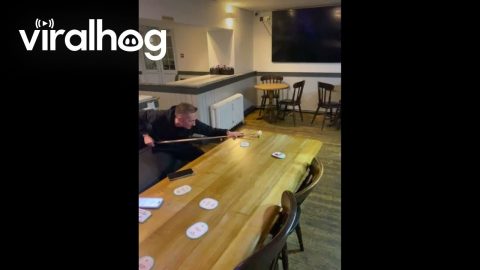 Billiards Trick Shot Made From Dining Room Table || ViralHog