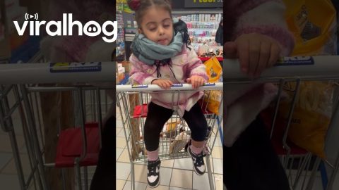 Sleepy Grocery Cart Snacking || ViralHog