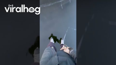 Sketchy Ice Skating on Cracking Ice || ViralHog