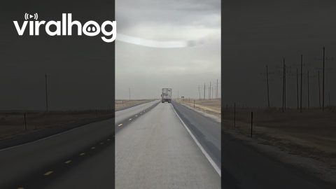 Wind Blows Semi Truck Off Its Wheels || ViralHog