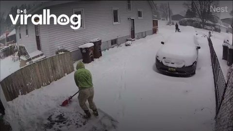When You Jinx Yourself Shoveling a Snowy Driveway || ViralHog