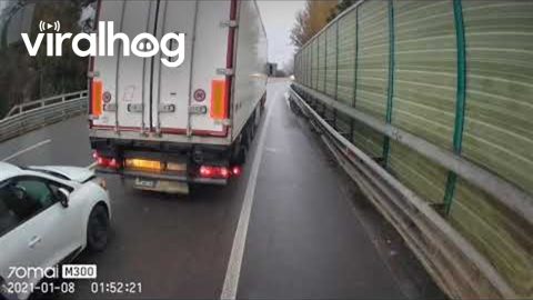 Car Following Too Close Gets Front End Damage || ViralHog