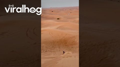 Snowboard Sliding Down Desert Sand Dune || ViralHog