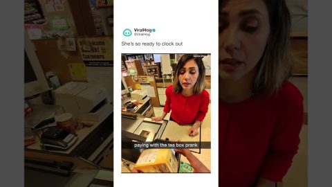 Customer Pranks Cashier By Paying With Tea Box || ViralHog Shorts