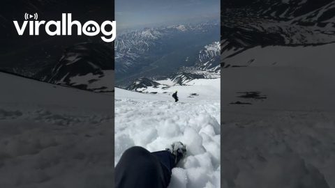 Sledding in a Tiny Avalanche || ViralHog