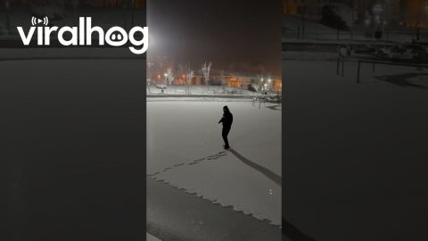 Dancing Man Falls Through Frozen Water || ViralHog