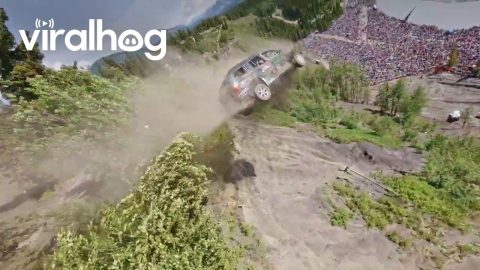 Spectacular Drone Footage of Glacier View Car Launch || ViralHog