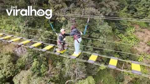 Boyfriend Proposes on 1,000 Foot Rope Bridge || ViralHog