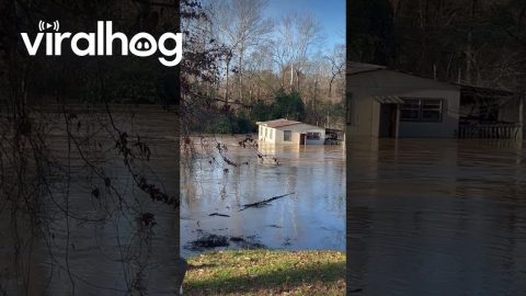 House Floats Down Bogue Chitto River After Flood || ViralHog