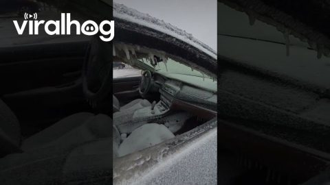 Frozen BMW on Lake Erie || ViralHog