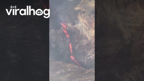 Lava Cascade Inside Bocca Nuova Crater || ViralHog