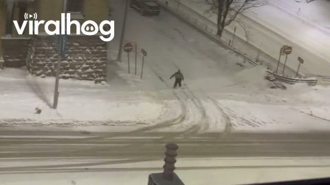 Urban Snowboarder Lands a Jump || ViralHog