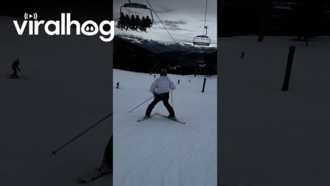 My Friend Crashed Into a Pole on His First Day Skiing || ViralHog