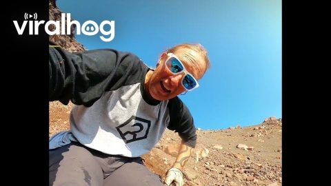 Butthurt Snowboarder Slides Down Rocky Slope || ViralHog