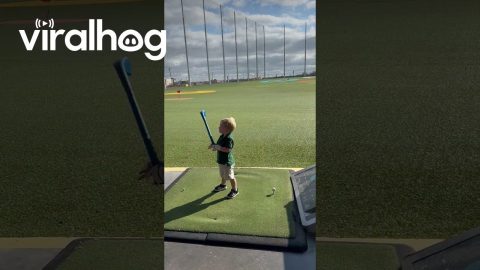 Little Man at the Driving Range || ViralHog