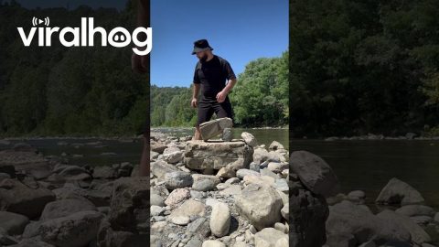 Attempt at Gravity-Defying Rock Stack Comes Tumbling Down || ViralHog