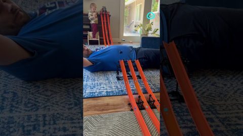 Dad And Son Build Toy Car Tracks And Jumps Together || ViralHog Shorts