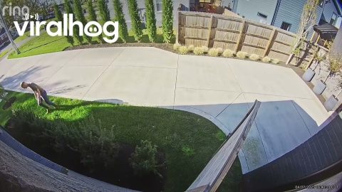 Man Falls Off Roof, Immediately Pops Back Up || ViralHog