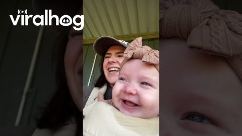 Mom and Baby Giggle at Dad's Golf Fail || ViralHog