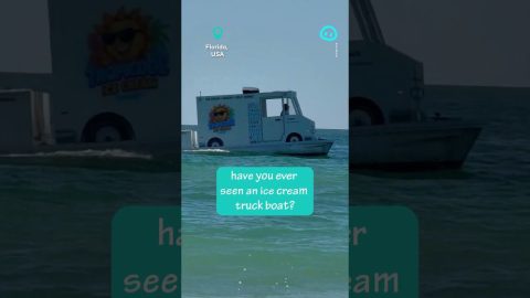Floating Ice Cream Truck On Boat Platform || ViralHog Shorts
