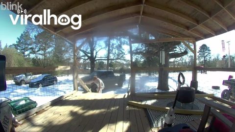 Porch Roof Collapses From Weight of Snow || ViralHog