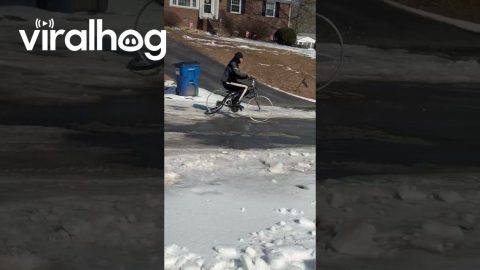 Riding a Bicycle in the Snow With No Tires || ViralHog
