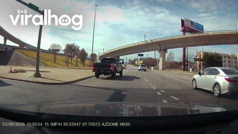 Truck Doesn't Follow Traffic Lanes, Causing an Accident || ViralHog