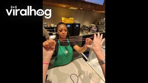 Close-Up Rubber Band Magic With the Barista || ViralHog