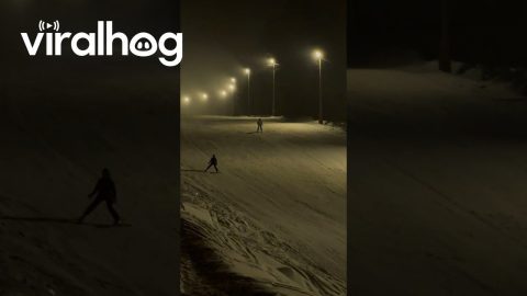 Skier Recovers From Nighttime Fall || ViralHog
