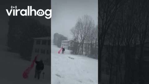 Man Tries Sledding With Pool Floaty || ViralHog