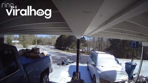 Woman Slips and Falls on an Icy Driveway || ViralHog