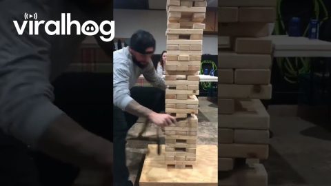 Impressive Life-Size Jenga Party Trick || ViralHog