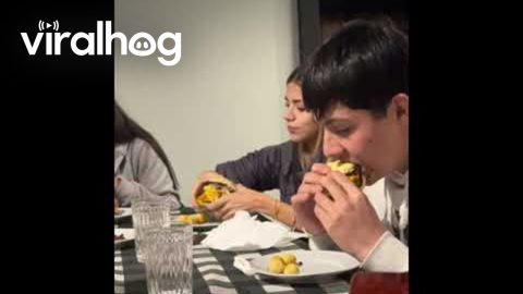 Small Girl Takes Bite of a Triple Burger || ViralHog