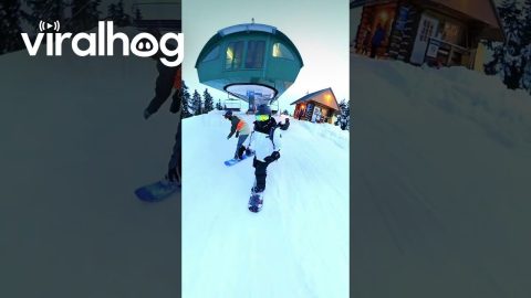 Snowboarder Fails Chairlift Exit || ViralHog