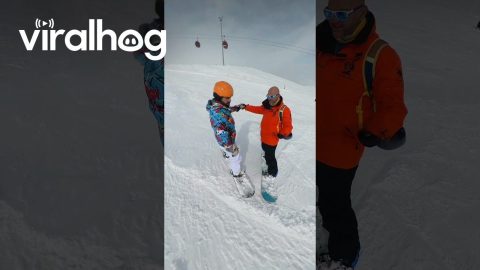 Snowboard Lessons Interrupted By Crashing Skier || ViralHog
