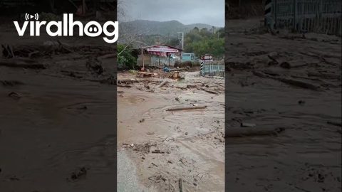 Running From Rapidly Rising Floodwaters || ViralHog