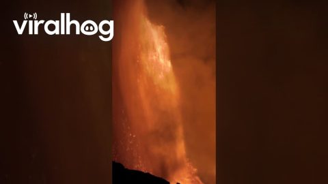 People Silhouetted by Volcanic Eruption || ViralHog
