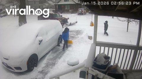 Plow Driver Helps Kids Shovel Driveway || ViralHog