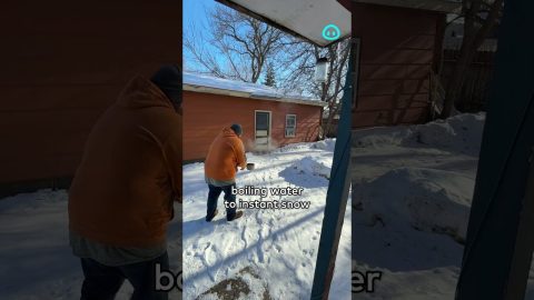 Minnesota Cold Turns Boiling Water To Instant Snow || ViralHog Shorts