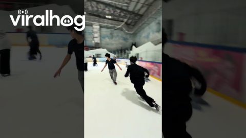 Ice Skating Show-Offs Knock Over Learner || ViralHog