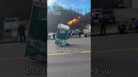 Souped-Up Porta Potty Pops a Wheelie || ViralHog Shorts